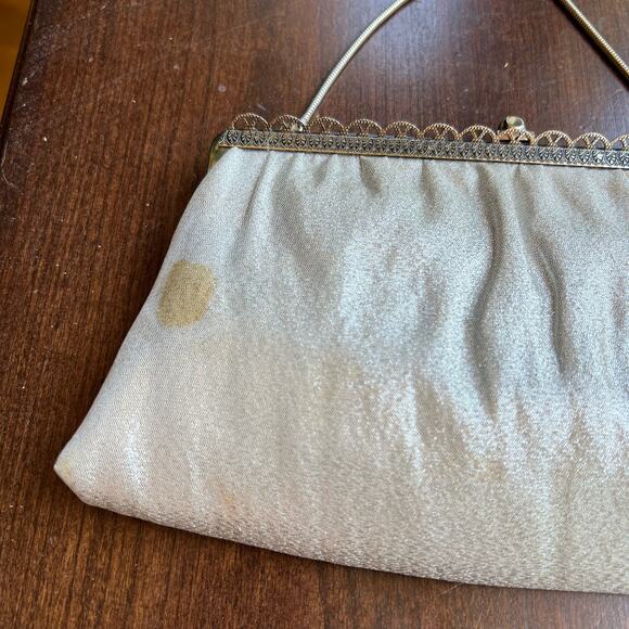 1950s 1960s Ande Silver Metallic Purse Vintage Silver Evening Bag Vintage Clutch - Picture 6 of 16